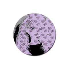 Wide Eyed Girl Lilac Rubber Round Coaster (4 Pack)  by snowwhitegirl