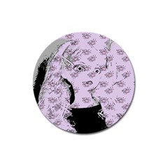 Wide Eyed Girl Lilac Magnet 3  (round) by snowwhitegirl