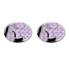 Wide Eyed Girl Lilac Cufflinks (oval) by snowwhitegirl