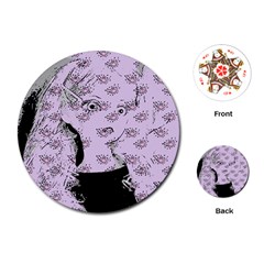 Wide Eyed Girl Lilac Playing Cards Single Design (round) by snowwhitegirl