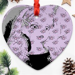 Wide Eyed Girl Lilac Heart Ornament (two Sides) by snowwhitegirl