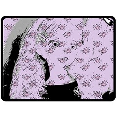 Wide Eyed Girl Lilac Fleece Blanket (large)  by snowwhitegirl