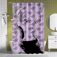 Wide Eyed Girl Lilac Shower Curtain 48  X 72  (small)  by snowwhitegirl