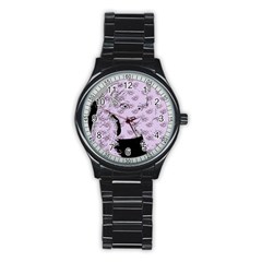 Wide Eyed Girl Lilac Stainless Steel Round Watch by snowwhitegirl