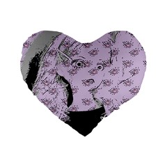 Wide Eyed Girl Lilac Standard 16  Premium Flano Heart Shape Cushions by snowwhitegirl