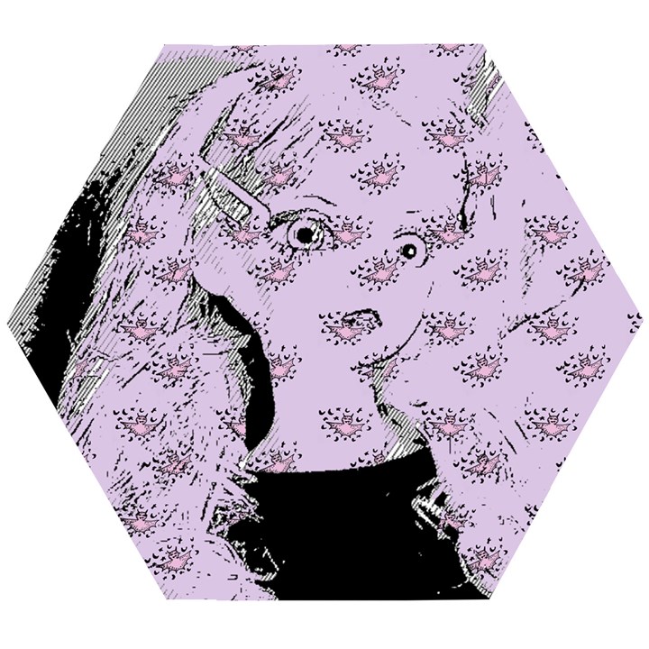 Wide Eyed Girl Lilac Wooden Puzzle Hexagon