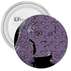 Wide Eyed Girl Grey Lilac 3  Buttons by snowwhitegirl