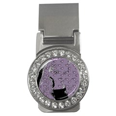 Wide Eyed Girl Grey Lilac Money Clips (cz)  by snowwhitegirl