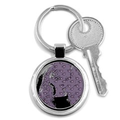 Wide Eyed Girl Grey Lilac Key Chain (round) by snowwhitegirl