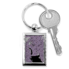 Wide Eyed Girl Grey Lilac Key Chain (rectangle) by snowwhitegirl