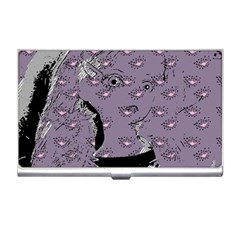 Wide Eyed Girl Grey Lilac Business Card Holder by snowwhitegirl