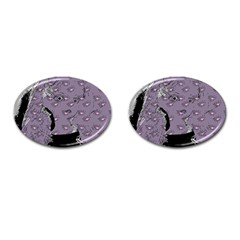 Wide Eyed Girl Grey Lilac Cufflinks (oval) by snowwhitegirl