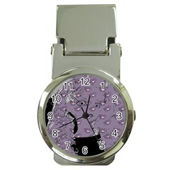 Wide Eyed Girl Grey Lilac Money Clip Watches by snowwhitegirl