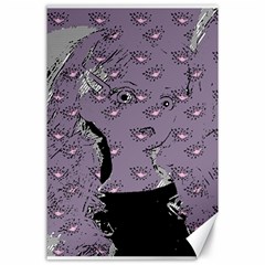 Wide Eyed Girl Grey Lilac Canvas 24  X 36 