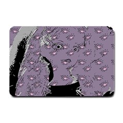 Wide Eyed Girl Grey Lilac Small Doormat  by snowwhitegirl