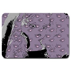 Wide Eyed Girl Grey Lilac Large Doormat  by snowwhitegirl