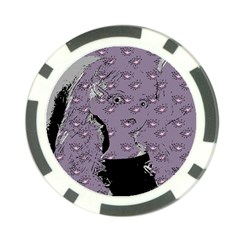 Wide Eyed Girl Grey Lilac Poker Chip Card Guard by snowwhitegirl