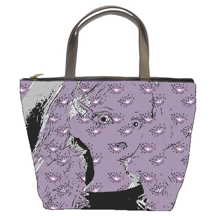 Wide Eyed Girl Grey Lilac Bucket Bag