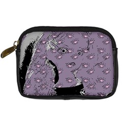 Wide Eyed Girl Grey Lilac Digital Camera Leather Case by snowwhitegirl