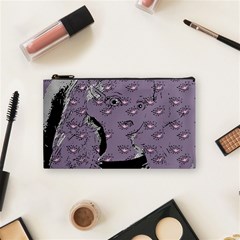 Wide Eyed Girl Grey Lilac Cosmetic Bag (small) by snowwhitegirl