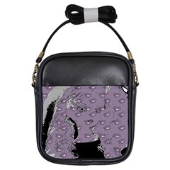 Wide Eyed Girl Grey Lilac Girls Sling Bag by snowwhitegirl