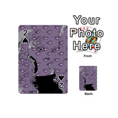 Wide Eyed Girl Grey Lilac Playing Cards 54 Designs (mini) by snowwhitegirl