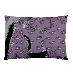 Wide Eyed Girl Grey Lilac Pillow Case (two Sides) by snowwhitegirl