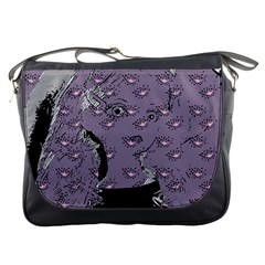 Wide Eyed Girl Grey Lilac Messenger Bag by snowwhitegirl