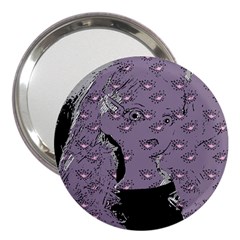 Wide Eyed Girl Grey Lilac 3  Handbag Mirrors by snowwhitegirl