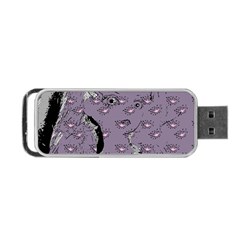 Wide Eyed Girl Grey Lilac Portable Usb Flash (two Sides) by snowwhitegirl