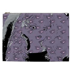 Wide Eyed Girl Grey Lilac Cosmetic Bag (xxl) by snowwhitegirl