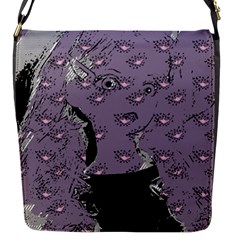 Wide Eyed Girl Grey Lilac Flap Closure Messenger Bag (s) by snowwhitegirl