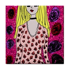 Nineties Girl Glitter Tile Coaster by snowwhitegirl