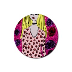 Nineties Girl Glitter Rubber Round Coaster (4 Pack)  by snowwhitegirl