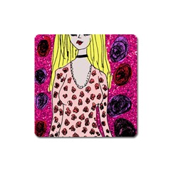 Nineties Girl Glitter Square Magnet by snowwhitegirl