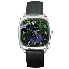 Gotthic Girl With Umbrella Square Metal Watch by snowwhitegirl