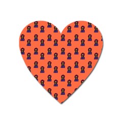 Nerdy 60s  Girl Pattern Orange Heart Magnet by snowwhitegirl