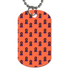 Nerdy 60s  Girl Pattern Orange Dog Tag (two Sides) by snowwhitegirl