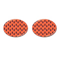 Nerdy 60s  Girl Pattern Orange Cufflinks (oval) by snowwhitegirl