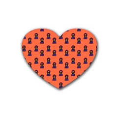 Nerdy 60s  Girl Pattern Orange Heart Coaster (4 Pack)  by snowwhitegirl