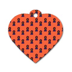 Nerdy 60s  Girl Pattern Orange Dog Tag Heart (two Sides) by snowwhitegirl