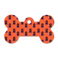 Nerdy 60s  Girl Pattern Orange Dog Tag Bone (one Side) by snowwhitegirl