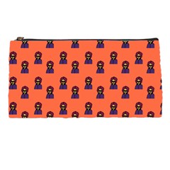 Nerdy 60s  Girl Pattern Orange Pencil Cases by snowwhitegirl