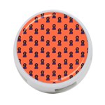 Nerdy 60s  Girl Pattern Orange 4-Port USB Hub (One Side) Front