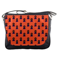 Nerdy 60s  Girl Pattern Orange Messenger Bag by snowwhitegirl