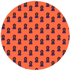 Nerdy 60s  Girl Pattern Orange Wooden Bottle Opener (round) by snowwhitegirl