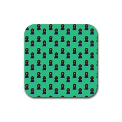 Nerdy 60s  Girl Pattern Seafoam Green Rubber Coaster (square)  by snowwhitegirl