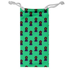 Nerdy 60s  Girl Pattern Seafoam Green Jewelry Bag by snowwhitegirl