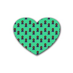 Nerdy 60s  Girl Pattern Seafoam Green Heart Coaster (4 Pack)  by snowwhitegirl