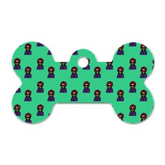 Nerdy 60s  Girl Pattern Seafoam Green Dog Tag Bone (two Sides) by snowwhitegirl